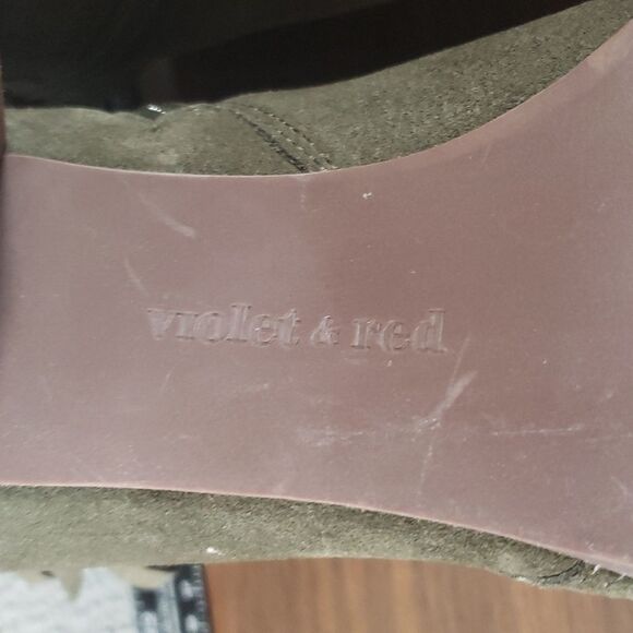 New Without Tags Violet & Red Jenna Army Green Suede Zip Ankle‎ Boots Size 10 - Picture 6 of 9